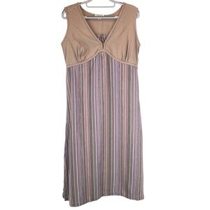 Indigenous One Weave Dress Organic Cotton Artisan-made Striped Earthy Colors M